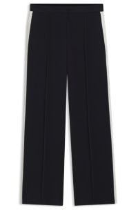 Relaxed-fit wide-leg trousers in stretch crepe, Dark Blue