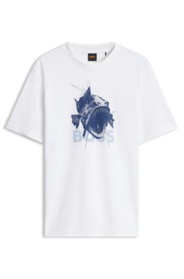 Graphic-print T-shirt in lightweight cotton jersey, White
