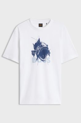 Graphic-print T-shirt in lightweight cotton jersey, White