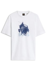 Graphic-print T-shirt in lightweight cotton jersey, White