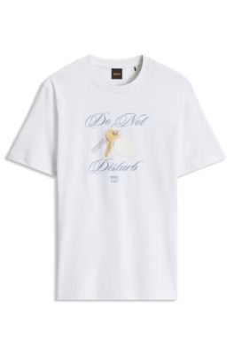 Relaxed-fit T-shirt in cotton with chest artwork, White