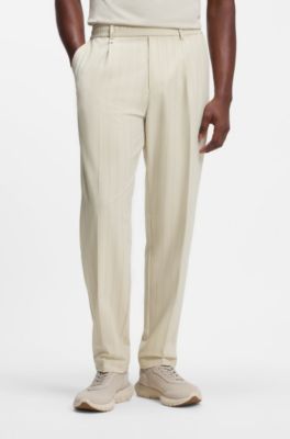 BOSS x AO pinstripe trousers, Light Beige