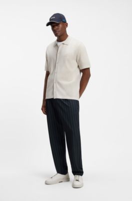 BOSS x AO pinstripe trousers, Dark Blue