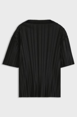 Pliss&eacute; top, Black