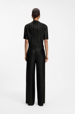 Pliss&eacute; trousers, Black
