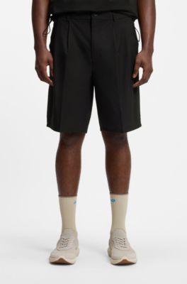 BOSS x AO pleated shorts, Black