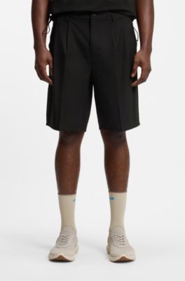 BOSS x AO pleated shorts, Black