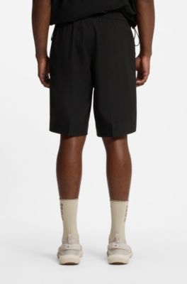BOSS x AO pleated shorts, Black