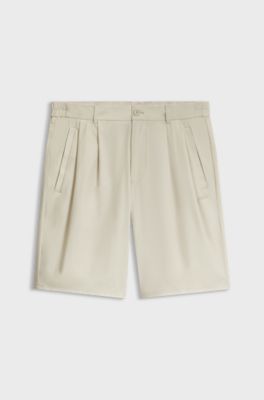 BOSS x AO pleated shorts, Light Beige