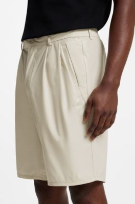 BOSS x AO pleated shorts, Light Beige