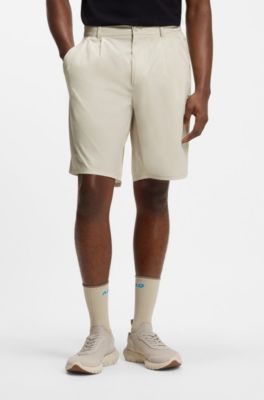 BOSS x AO pleated shorts, Light Beige