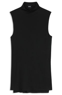 Soft micro modal jersey top with stand collar
