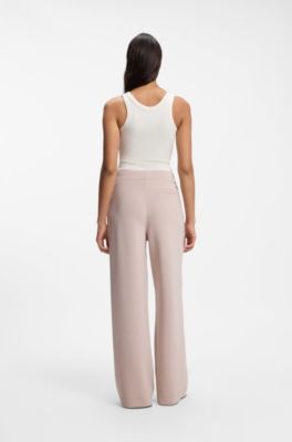 Stretch-cotton ribbed top with Double B logo, Natural