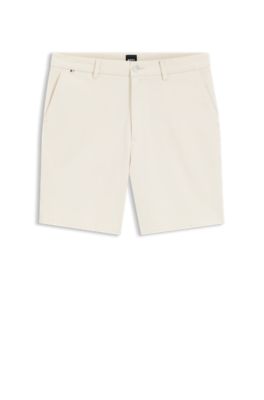 Modern-fit shorts in overdyed stretch-cotton twill, White