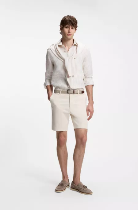 Modern-fit shorts in overdyed stretch-cotton twill