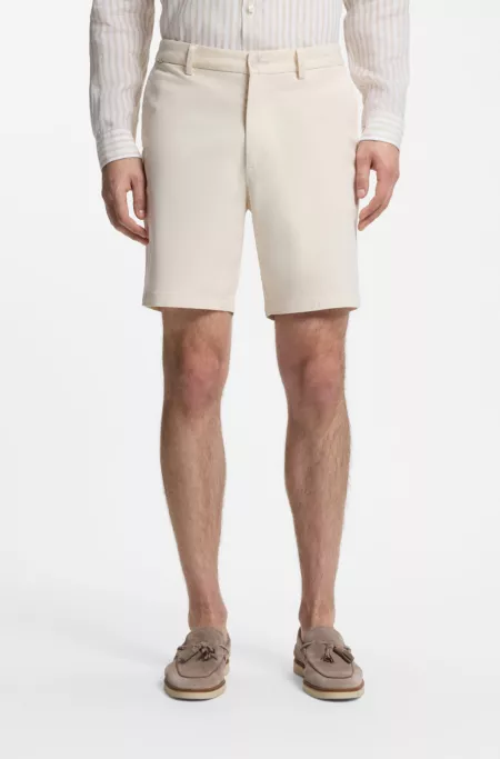 Modern-fit shorts in overdyed stretch-cotton twill