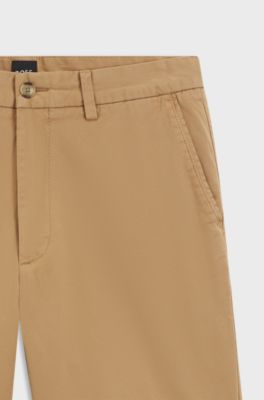 Modern-fit shorts in overdyed stretch-cotton twill, Beige