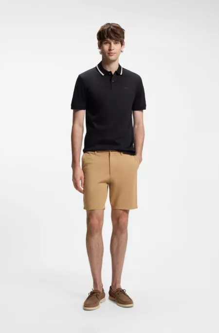 Modern-fit shorts in overdyed stretch-cotton twill