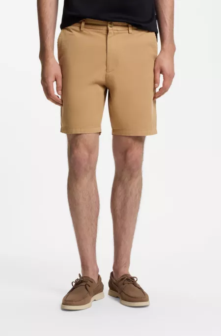 Modern-fit shorts in overdyed stretch-cotton twill