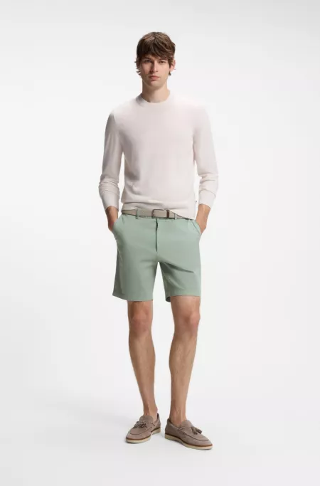 Modern-fit shorts in overdyed stretch-cotton twill