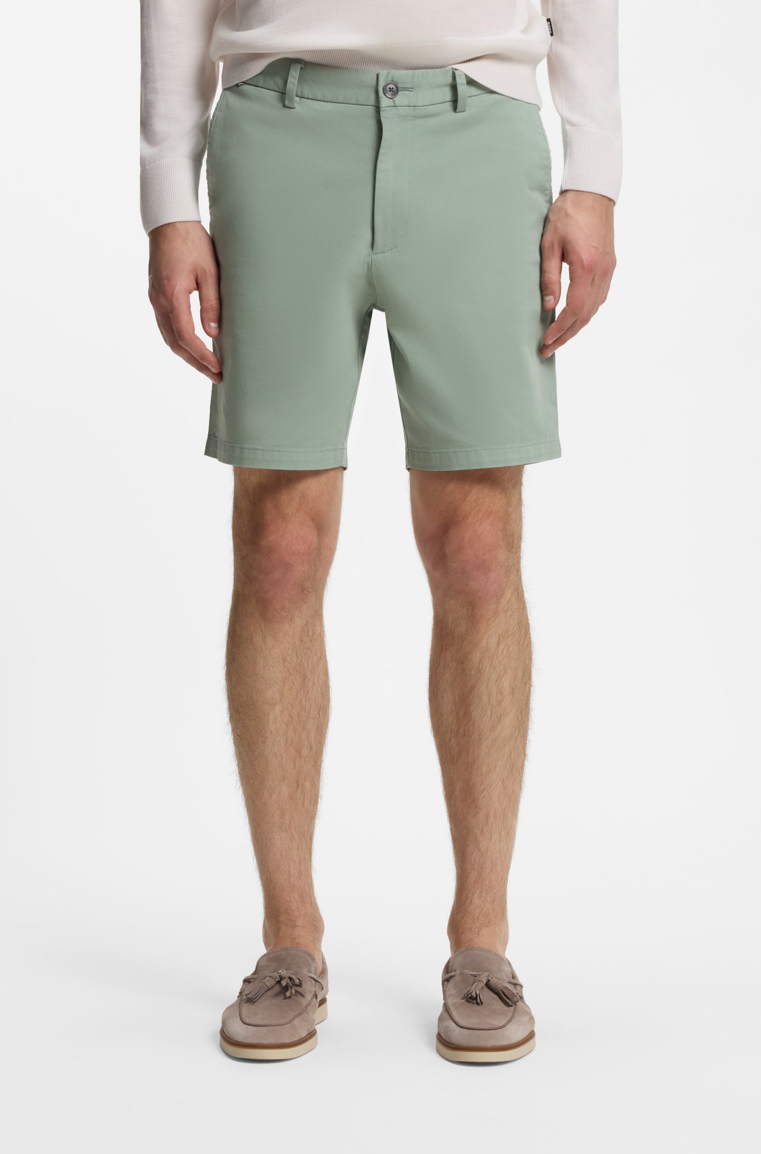 Boss Modern-fit shorts in overdyed stretch-cotton twill herr