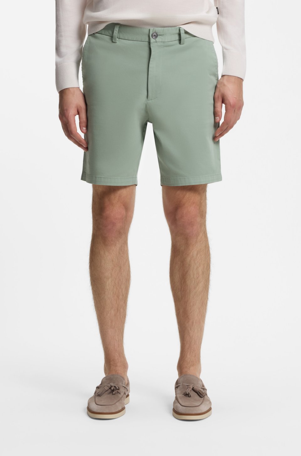 Modern-fit shorts in overdyed stretch-cotton twill