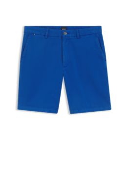 Modern-fit shorts in overdyed stretch-cotton twill, Blue