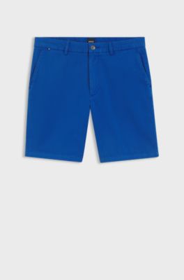 Modern-fit shorts in overdyed stretch-cotton twill, Blue