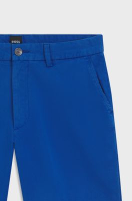 Modern-fit shorts in overdyed stretch-cotton twill, Blue