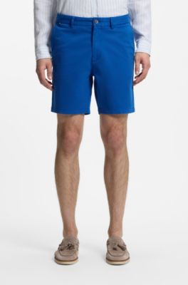 Modern-fit shorts van overgeverfde stretchkatoenen keperstof, Blauw