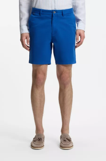 Modern-fit shorts in overdyed stretch-cotton twill