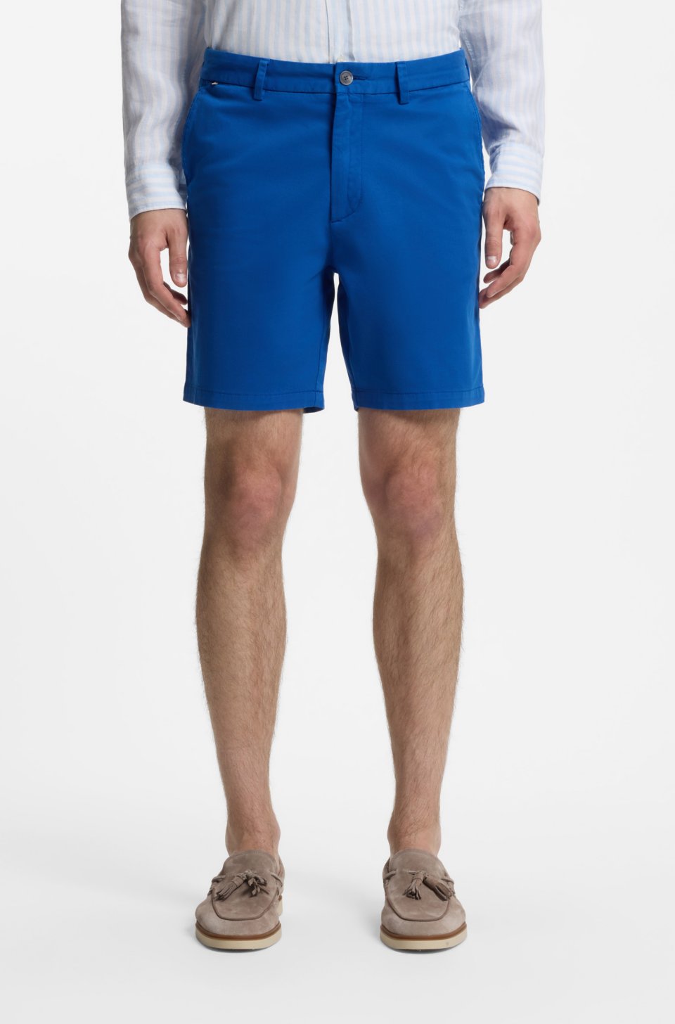 Modern-fit shorts in overdyed stretch-cotton twill