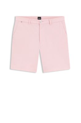 Modern-fit shorts in overdyed stretch-cotton twill, light pink