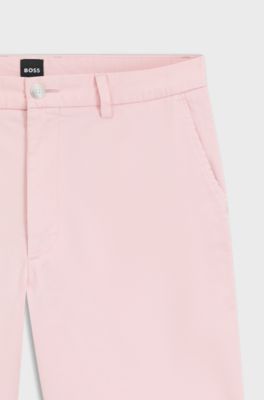 Modern-fit shorts in overdyed stretch-cotton twill, light pink