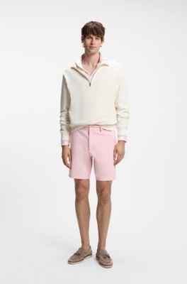 Modern-fit shorts in overdyed stretch-cotton twill, light pink
