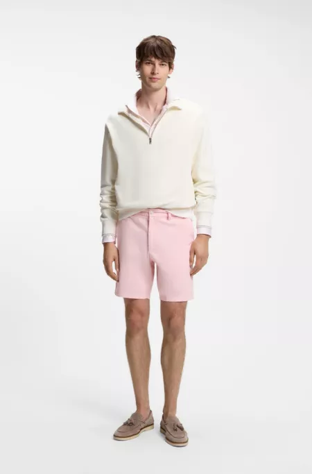 Modern-fit shorts in overdyed stretch-cotton twill
