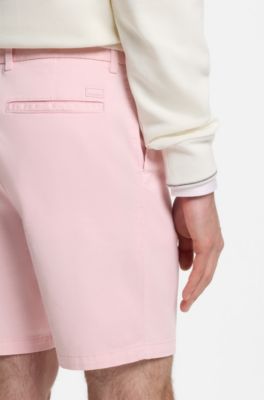 Modern-fit shorts in overdyed stretch-cotton twill, light pink