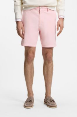 Modern-fit shorts in overdyed stretch-cotton twill, light pink