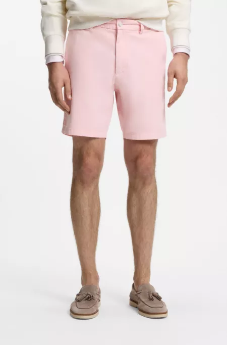 Modern-fit shorts in overdyed stretch-cotton twill