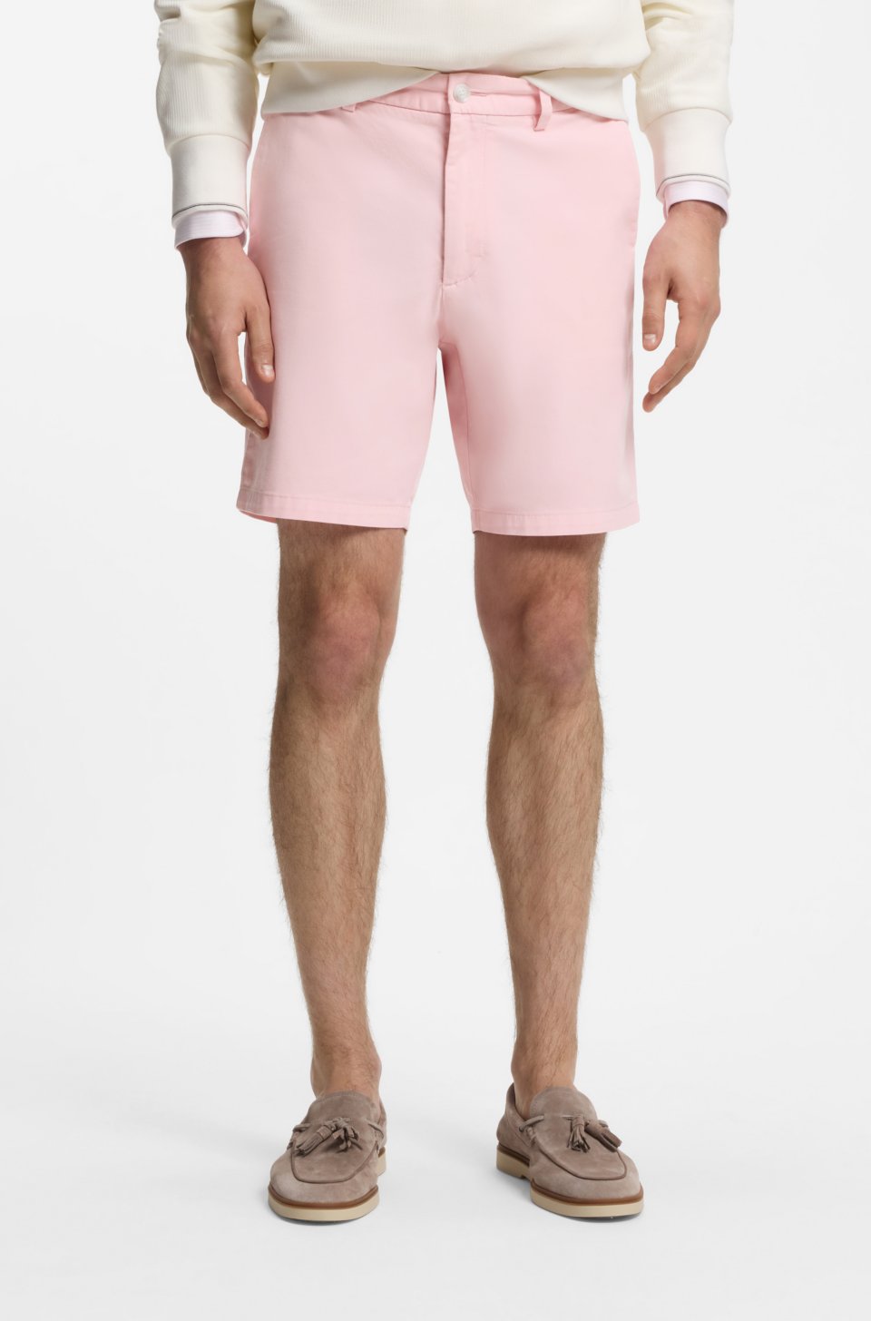 Modern-fit shorts in overdyed stretch-cotton twill