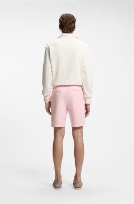 Modern-fit shorts in overdyed stretch-cotton twill, light pink