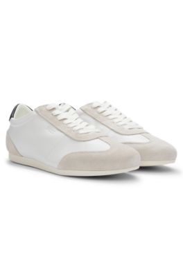 Low-top trainers in leather and suede, White