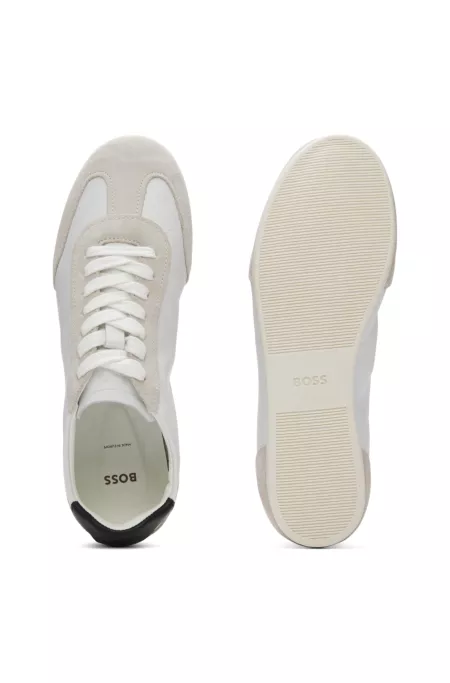 Low-top trainers in leather and suede