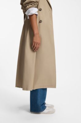 Low-top trainers in leather and suede, Natural