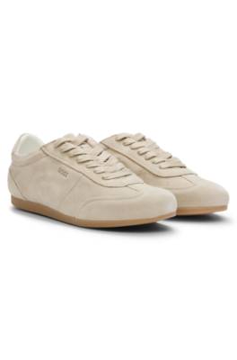 Suede trainers with logo details 1