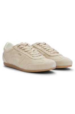 Suede trainers with logo details