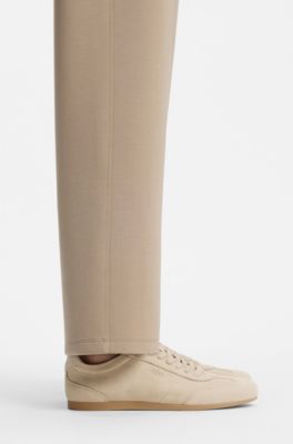 Sneakers in pelle scamosciata con dettagli con logo, Beige chiaro