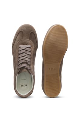 Sneakers aus Veloursleder mit Logo-Details, Dunkelbraun
