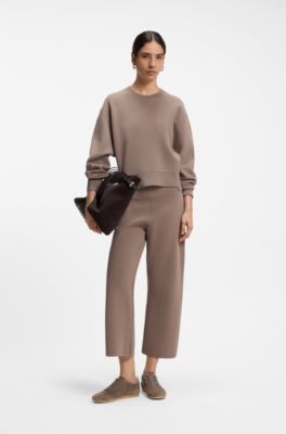 Suede trainers with logo details, Dark Brown