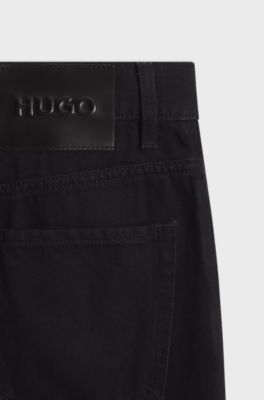 Wide-leg cotton-blend jeans with high waist, Dark Blue